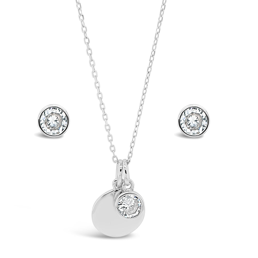 April Birthstone Sterling Silver Pendant And Earrings Set - Eva Victoria